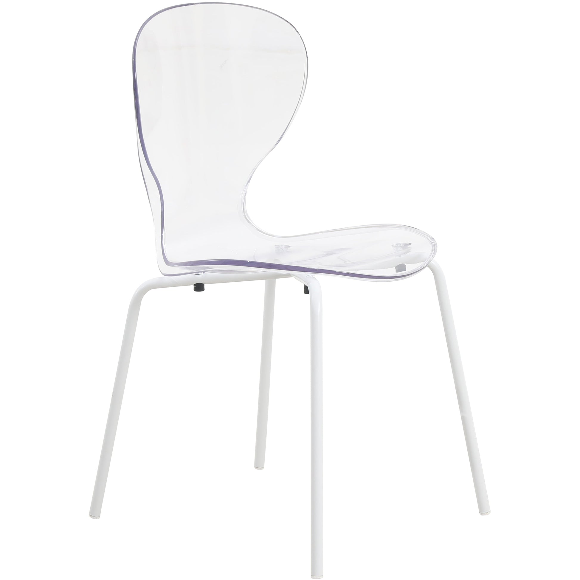 Oyster Modern Stackable Dining Side Chair with Chrome/White/Black Stainless Steel Legs