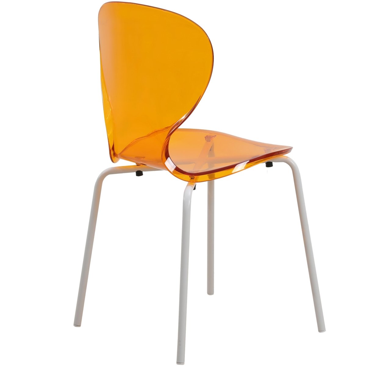 Oyster Modern Stackable Dining Side Chair with Chrome/White/Black Stainless Steel Legs