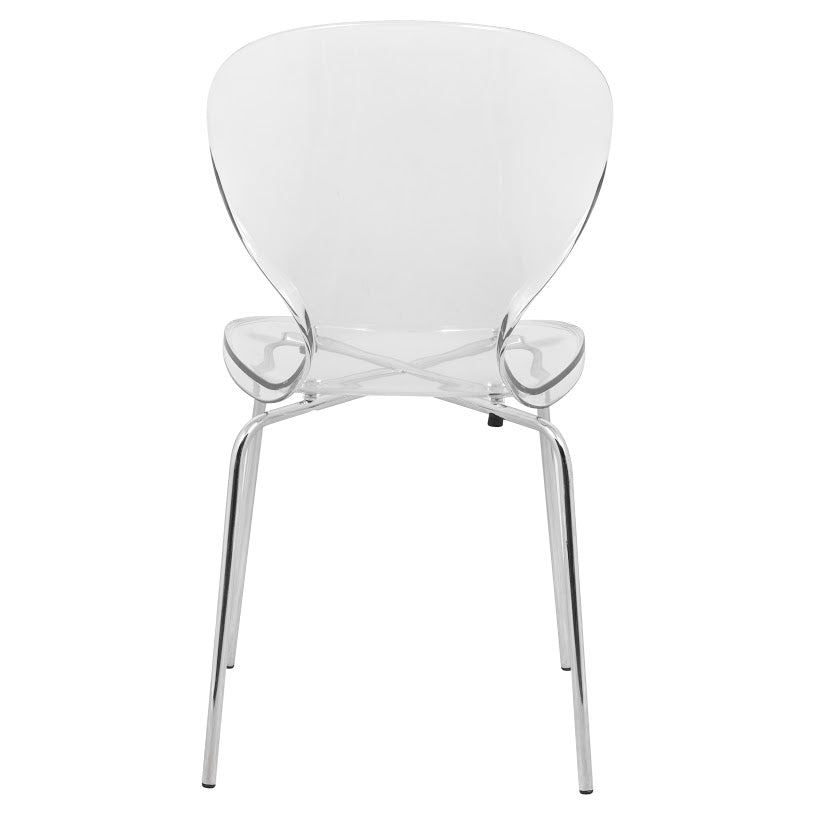 Oyster Modern Stackable Dining Side Chair with Chrome/White/Black Stainless Steel Legs