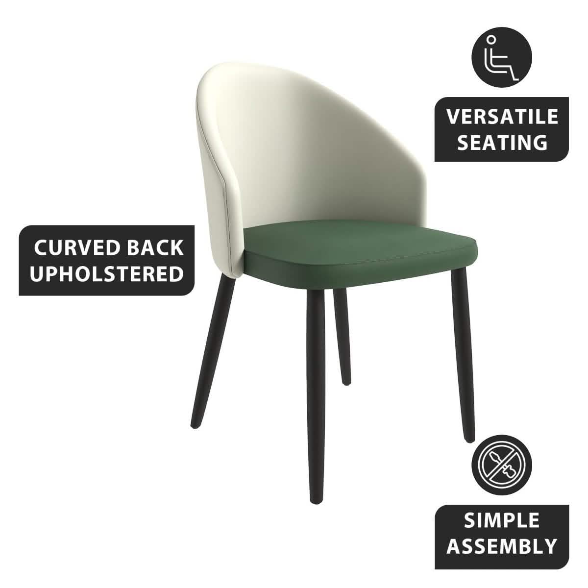 Paradiso Dining Chairs Leather Seat and Curved Back with Oak Wood Legs Set of 4