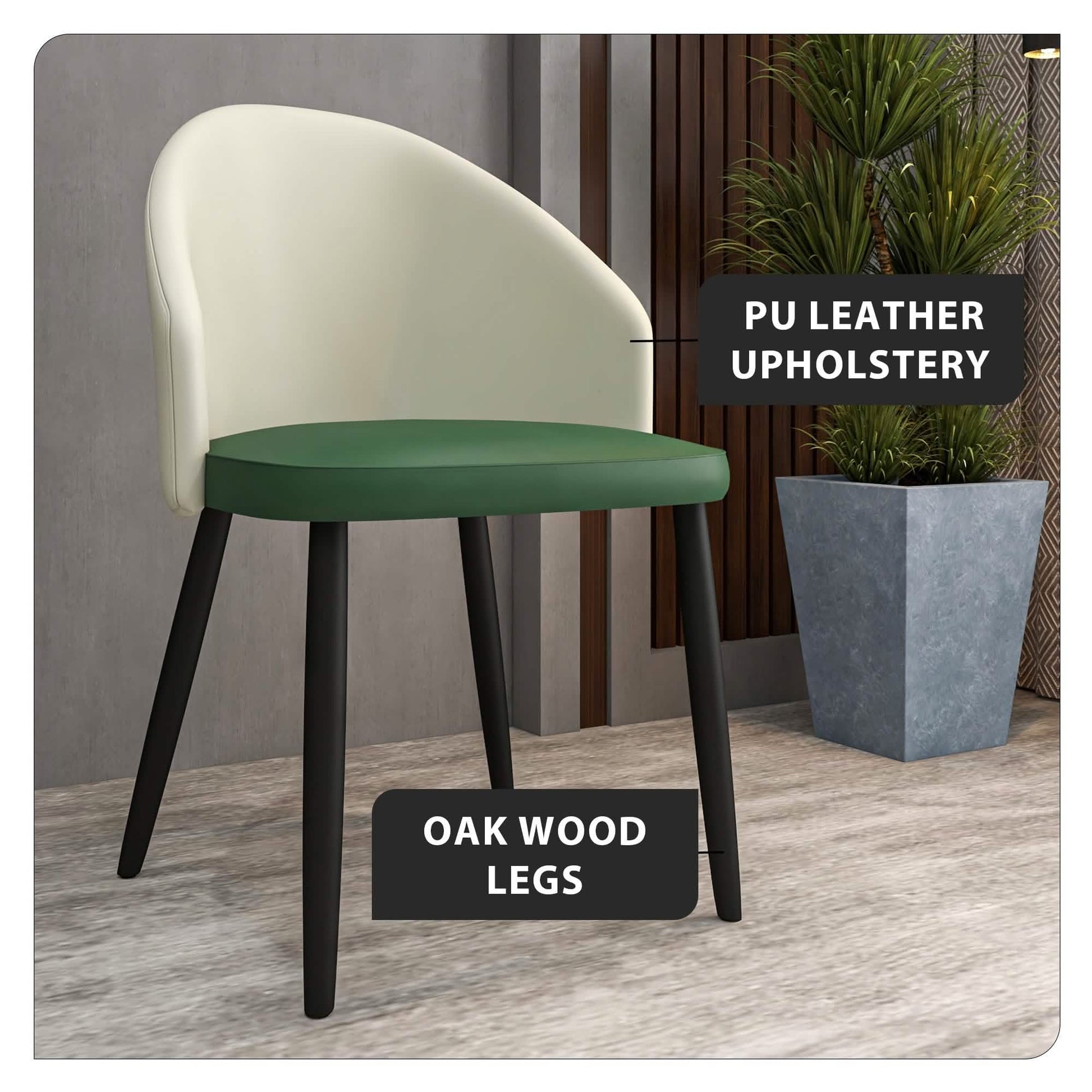 Paradiso Dining Chairs Leather Seat and Curved Back with Oak Wood Legs Set of 4
