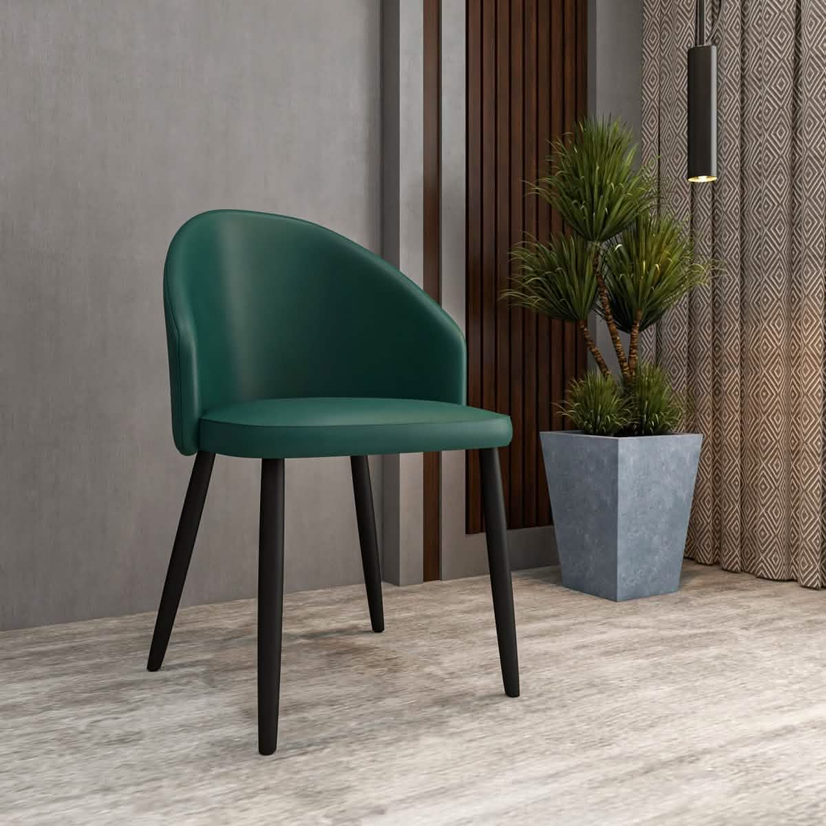 Paradiso Dining Chairs Leather Seat and Curved Back with Oak Wood Legs Set of 4