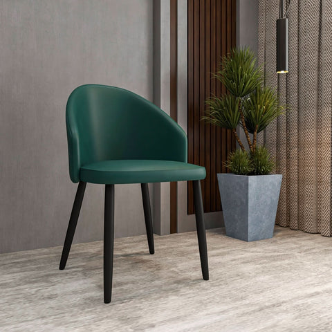 Paradiso Dining Chairs Leather Seat and Curved Back with Oak Wood Legs