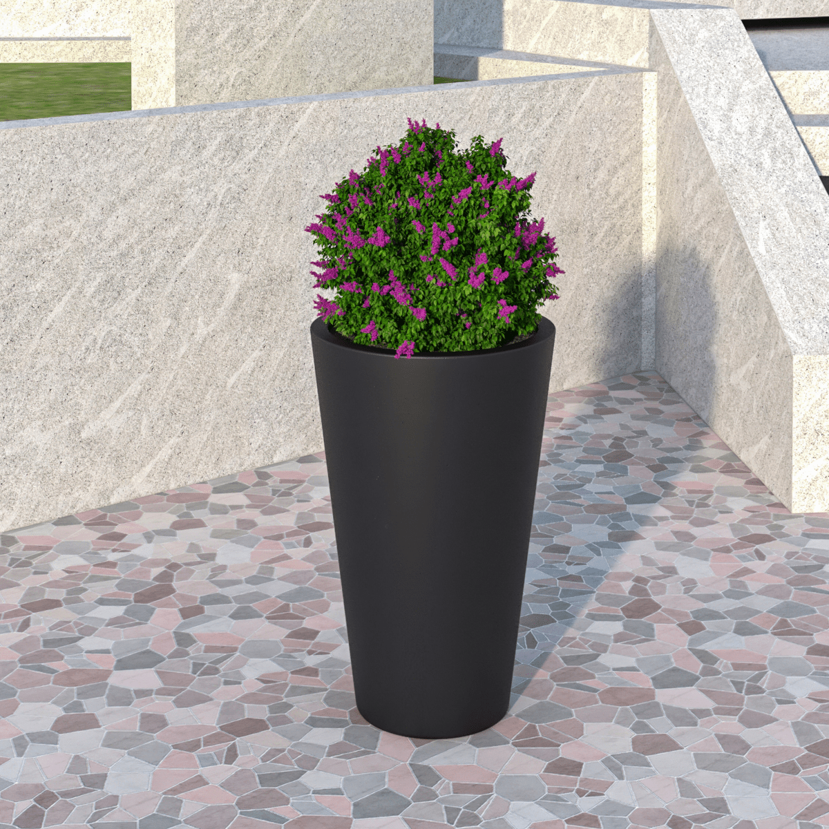 Pebble Modern Fiberstone and MGO Clay Tapered Round Planter for Indoor and Outdoor
