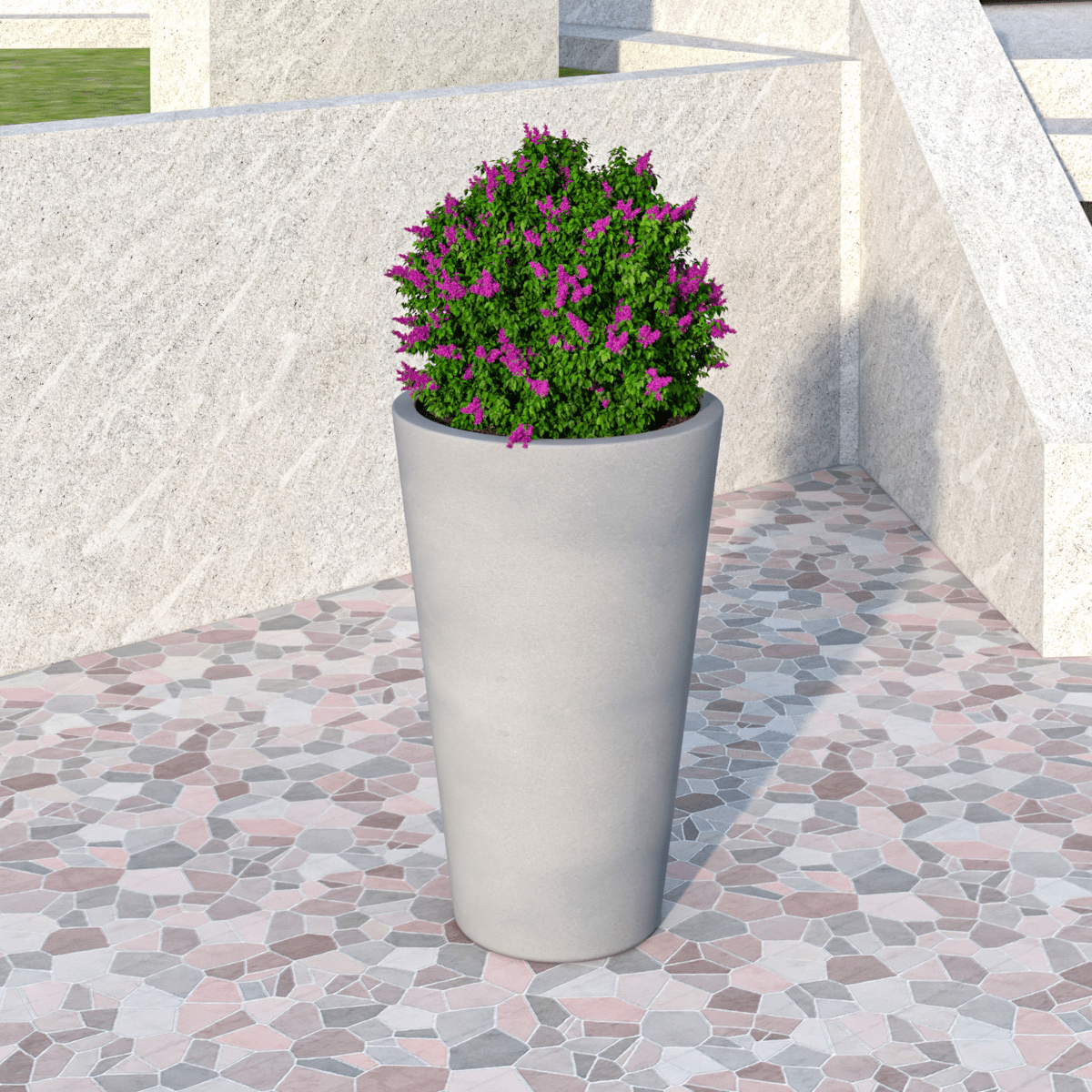 Pebble Modern Fiberstone and MGO Clay Tapered Round Planter for Indoor and Outdoor