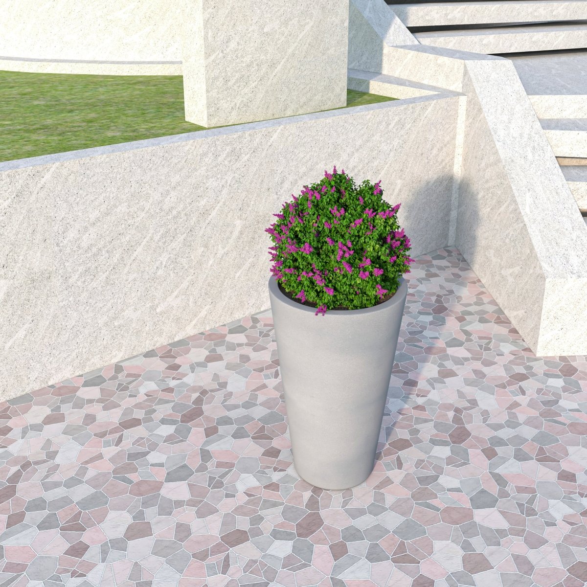Pebble Modern Fiberstone and MGO Clay Tapered Round Planter for Indoor and Outdoor