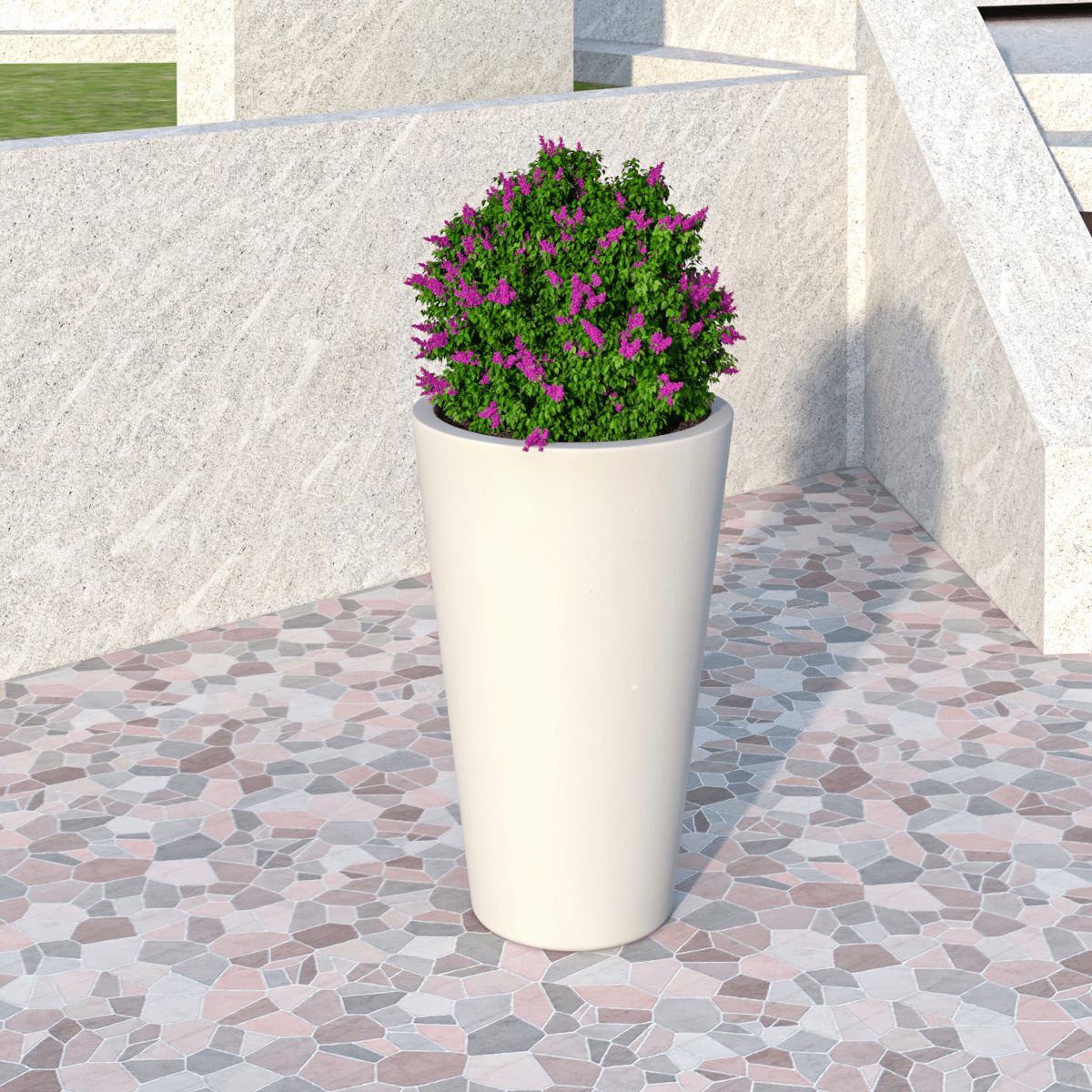 Pebble Modern Fiberstone and MGO Clay Tapered Round Planter for Indoor and Outdoor