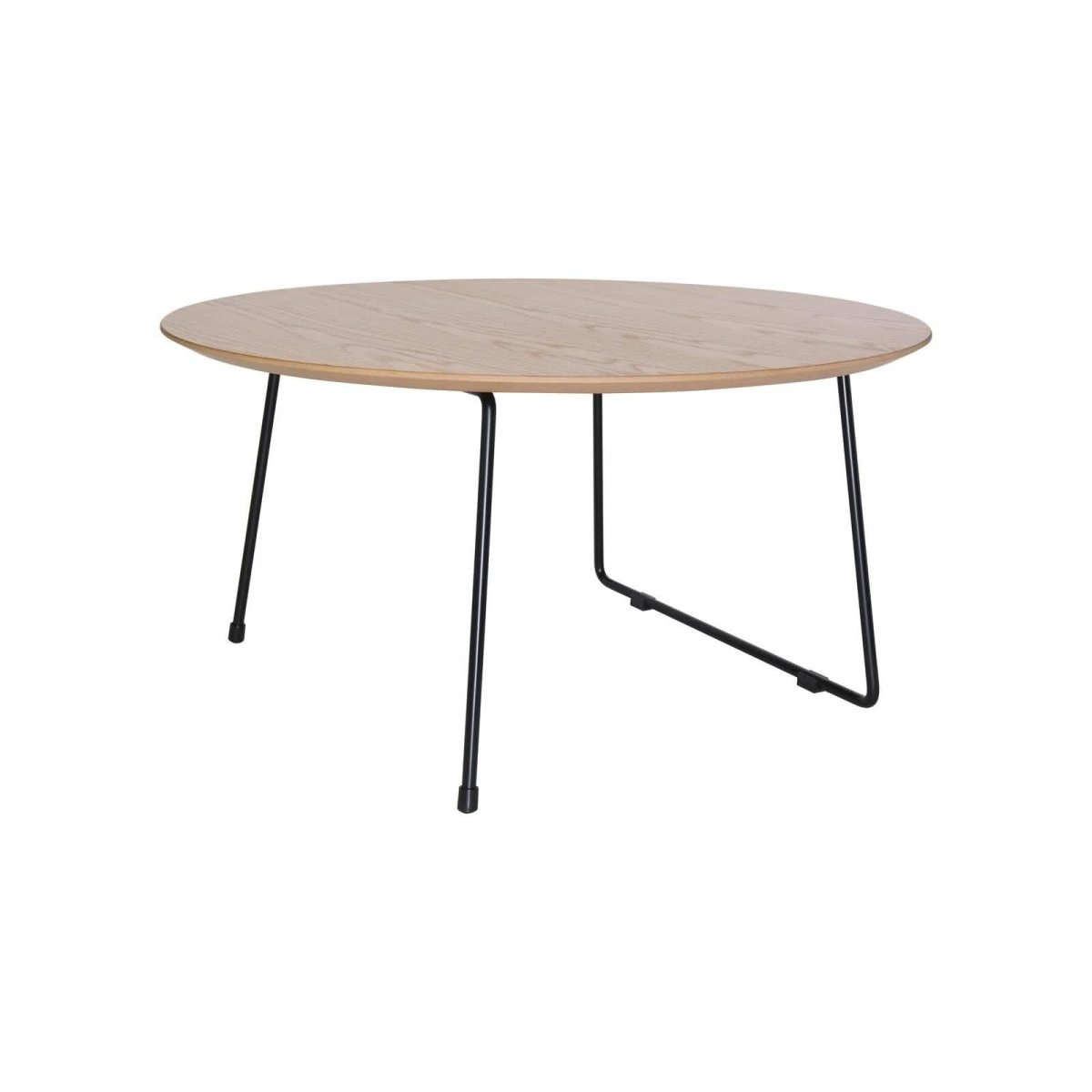 Pemborke Round Coffee Table with Oak Wood Tabletop in Iron
