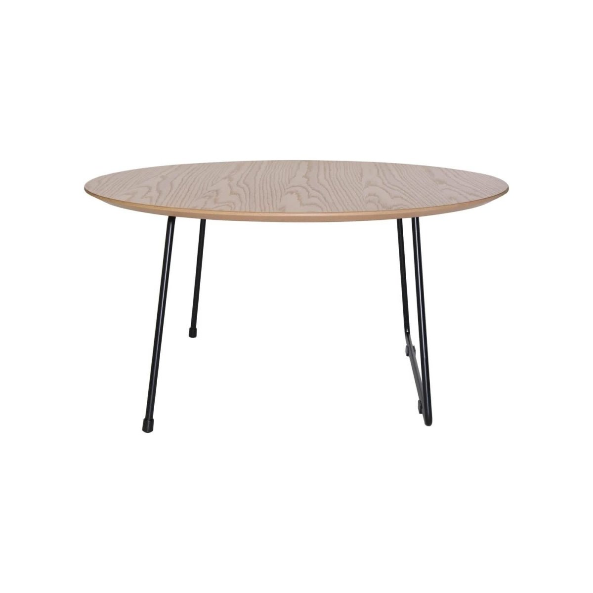 Pemborke Round Coffee Table with Oak Wood Tabletop in Iron