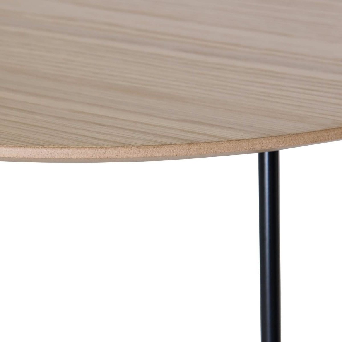 Pemborke Round Coffee Table with Oak Wood Tabletop in Iron