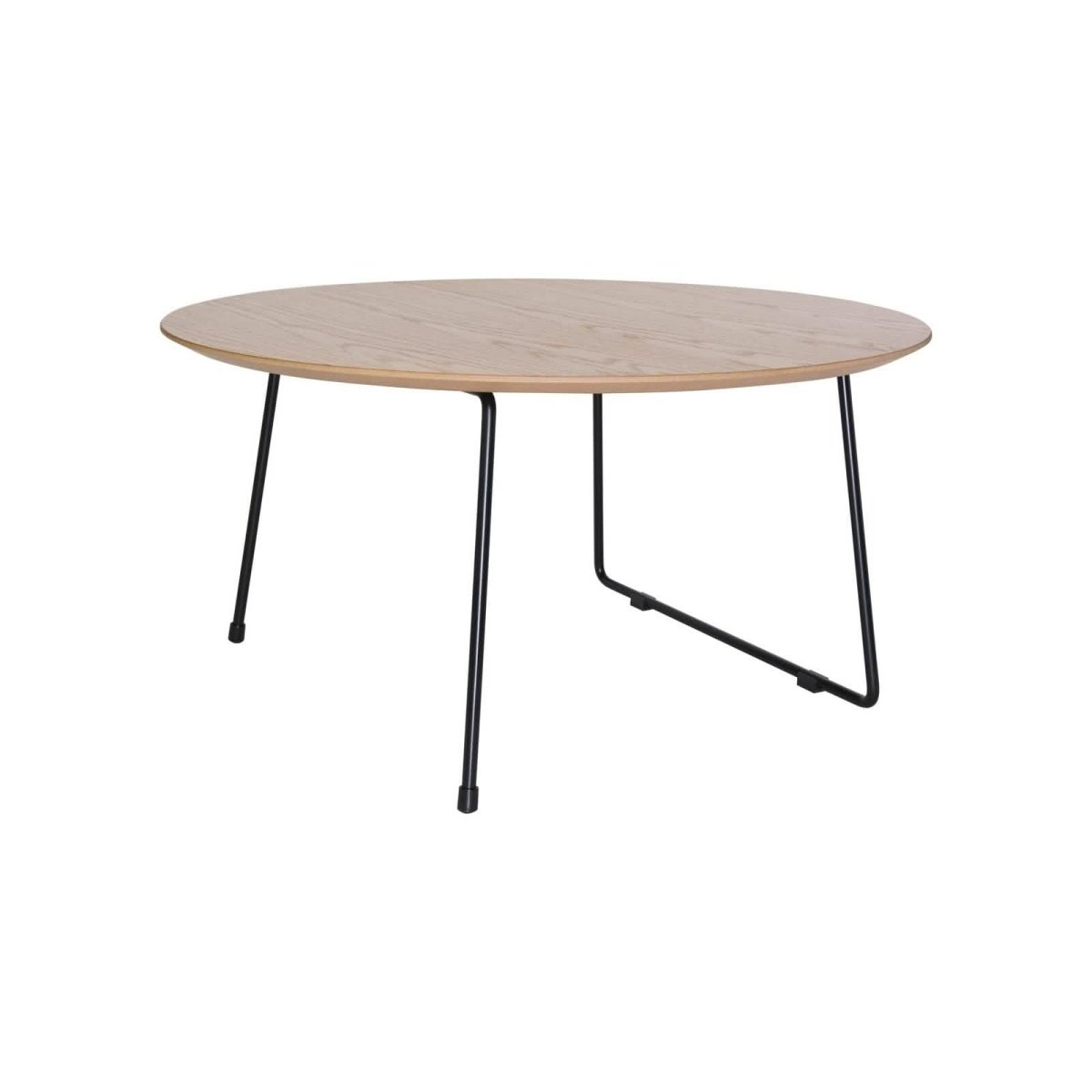 Pemborke Round Coffee Table with Oak Wood Tabletop in Iron