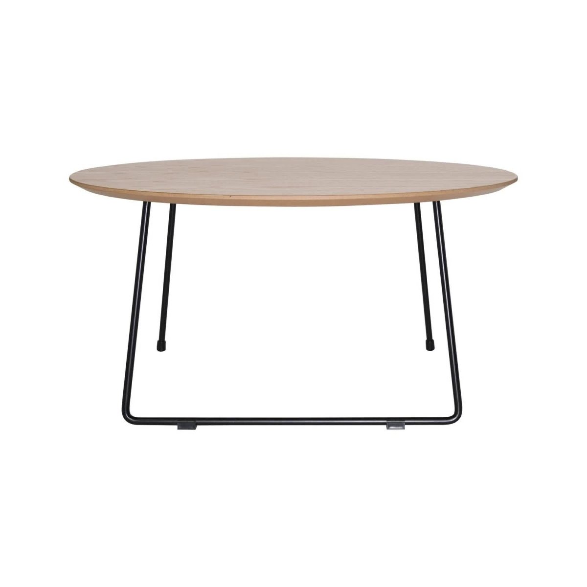 Pemborke Round Coffee Table with Oak Wood Tabletop in Iron