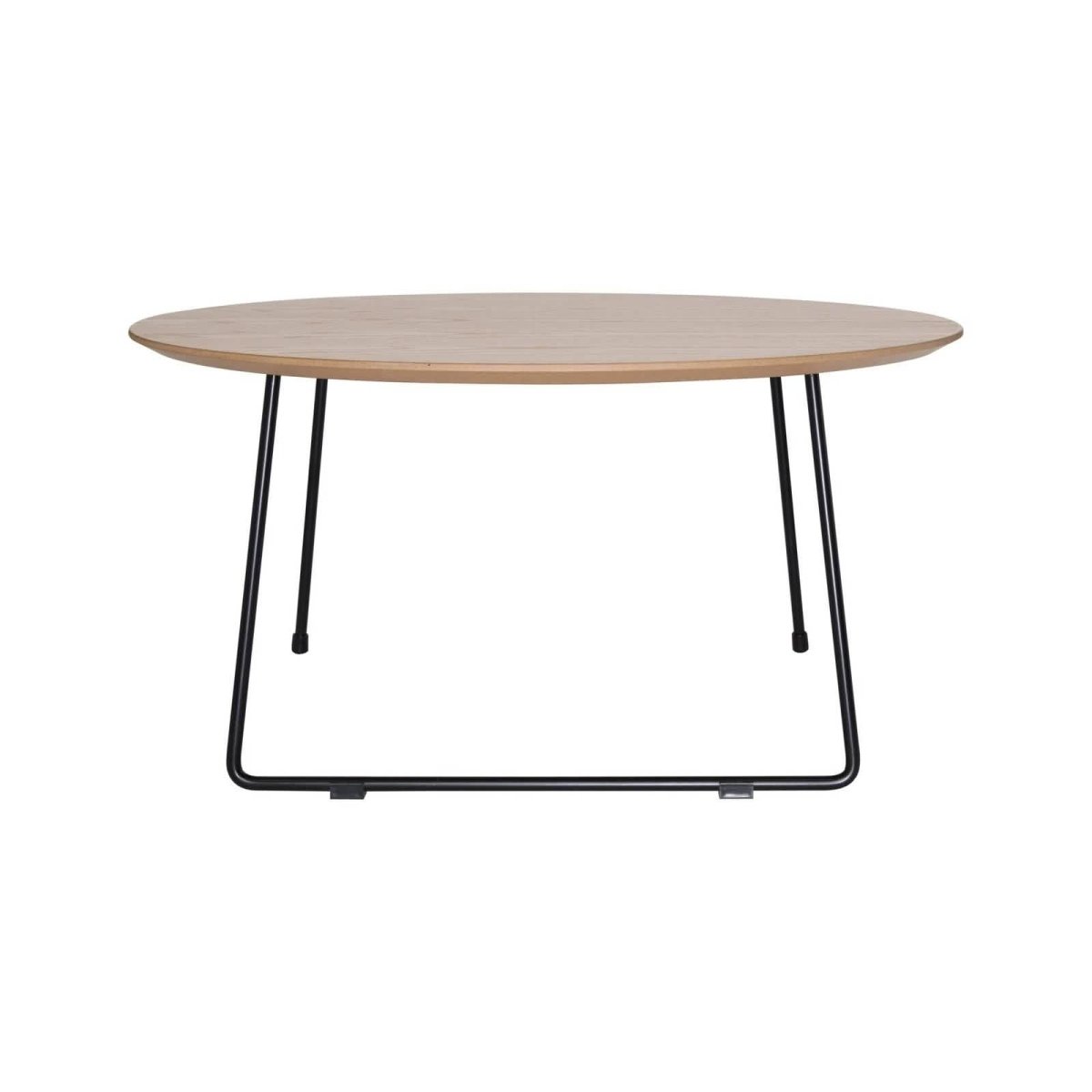 Pemborke Round Coffee Table with Oak Wood Tabletop in Iron