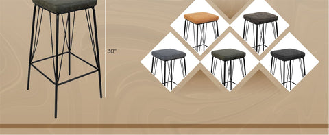 Millard Leather Bar Stool With Metal Frame