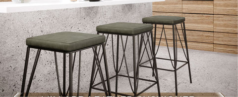 Millard Leather Bar Stool With Metal Frame