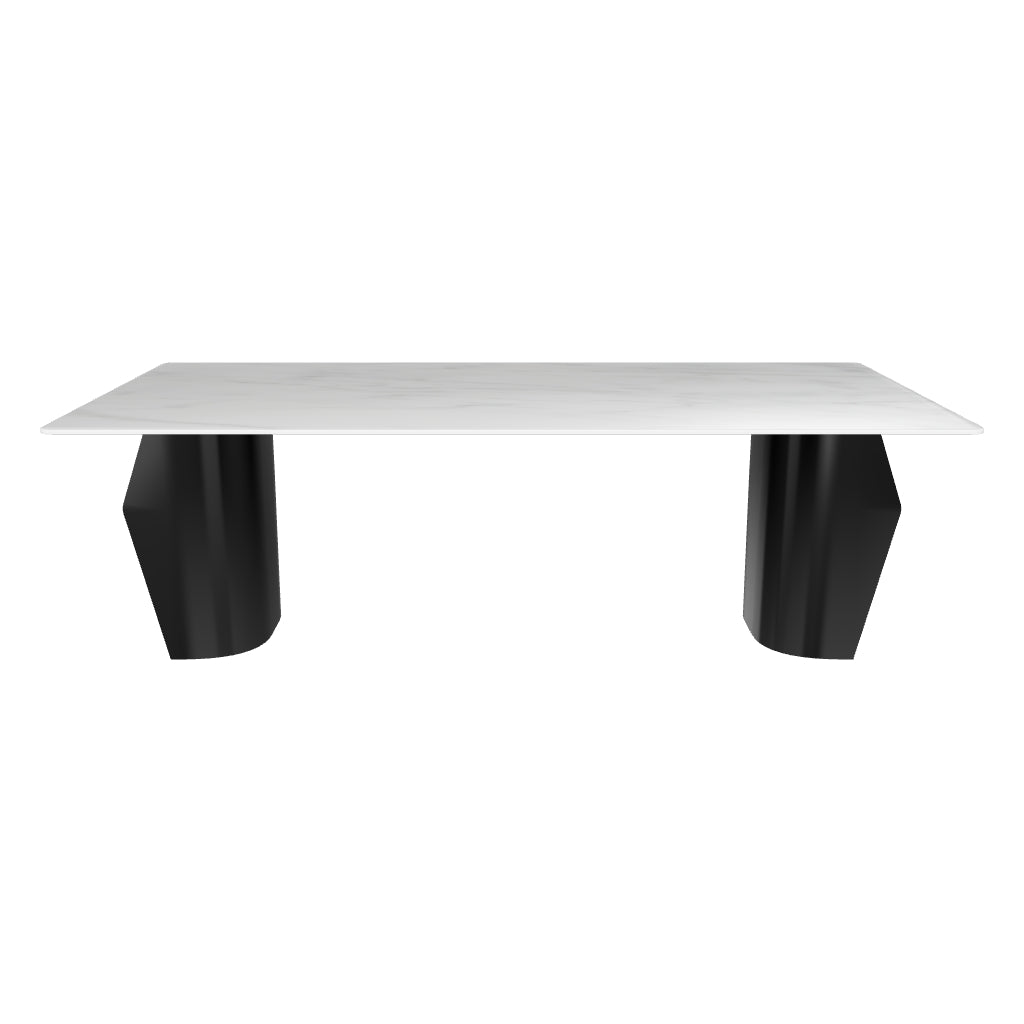 Zelan Dining Table with Rectangular Sintered Stone Tabletop and Stainless Steel Legs