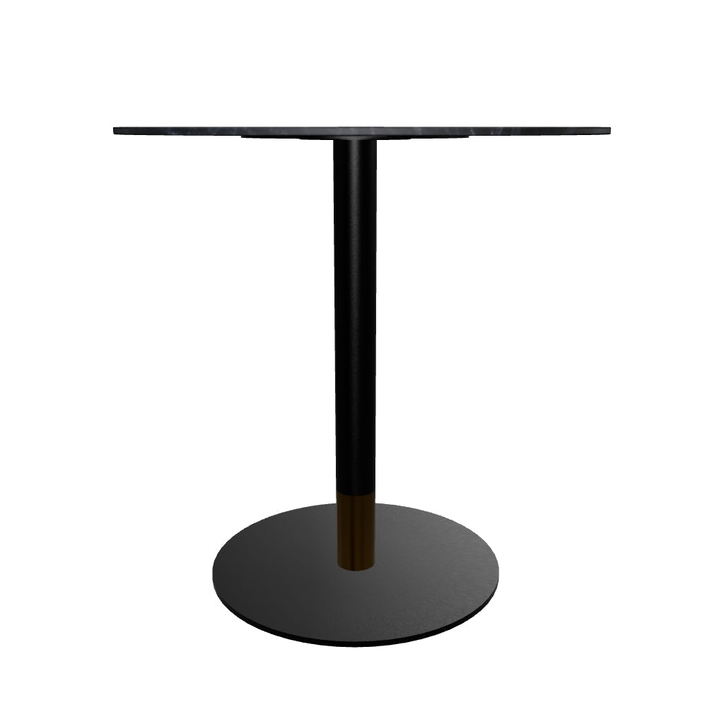 Vail Collection Dining Table Black/Gold Round Base With 27"/36" Round Sintered Stone and MDF Wood Top