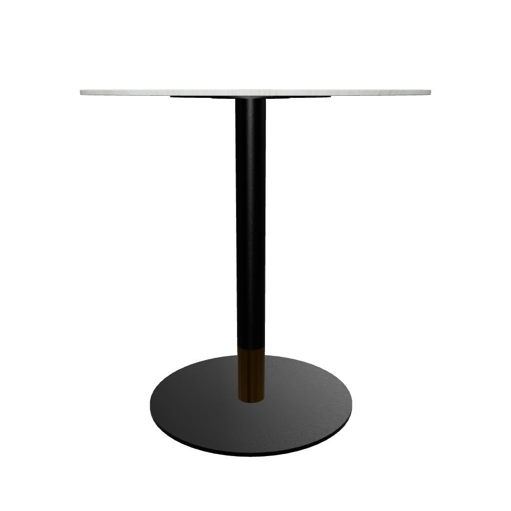 Vail Collection Dining Table Black/Gold Round Base With 27"/36" Round Sintered Stone and MDF Wood Top