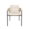 Axis Upholstered Dining Chair with Curved Open-Back and Arms and Black/Gold Stainless Steel Legs