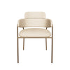 Axis Upholstered Dining Chair with Curved Open-Back and Arms and Black/Gold Stainless Steel Legs