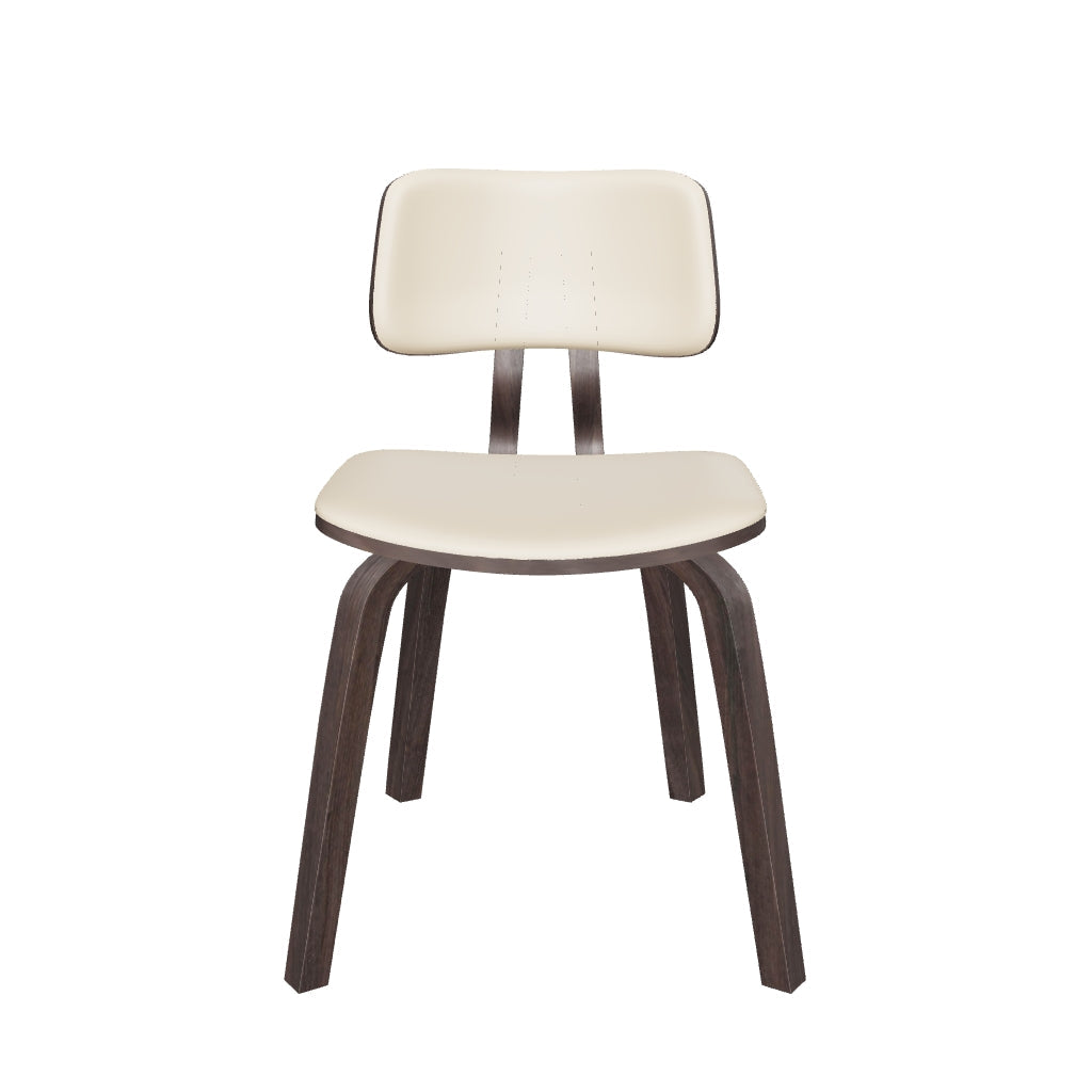 Clivo Modern Wooden Dining Chair Upholstered in Leather With Walnut Color Frame