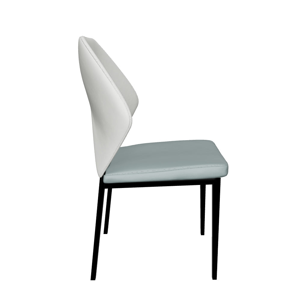 Eclat Dining Chair with Upholstered Leather Seat and Back in Black Iron