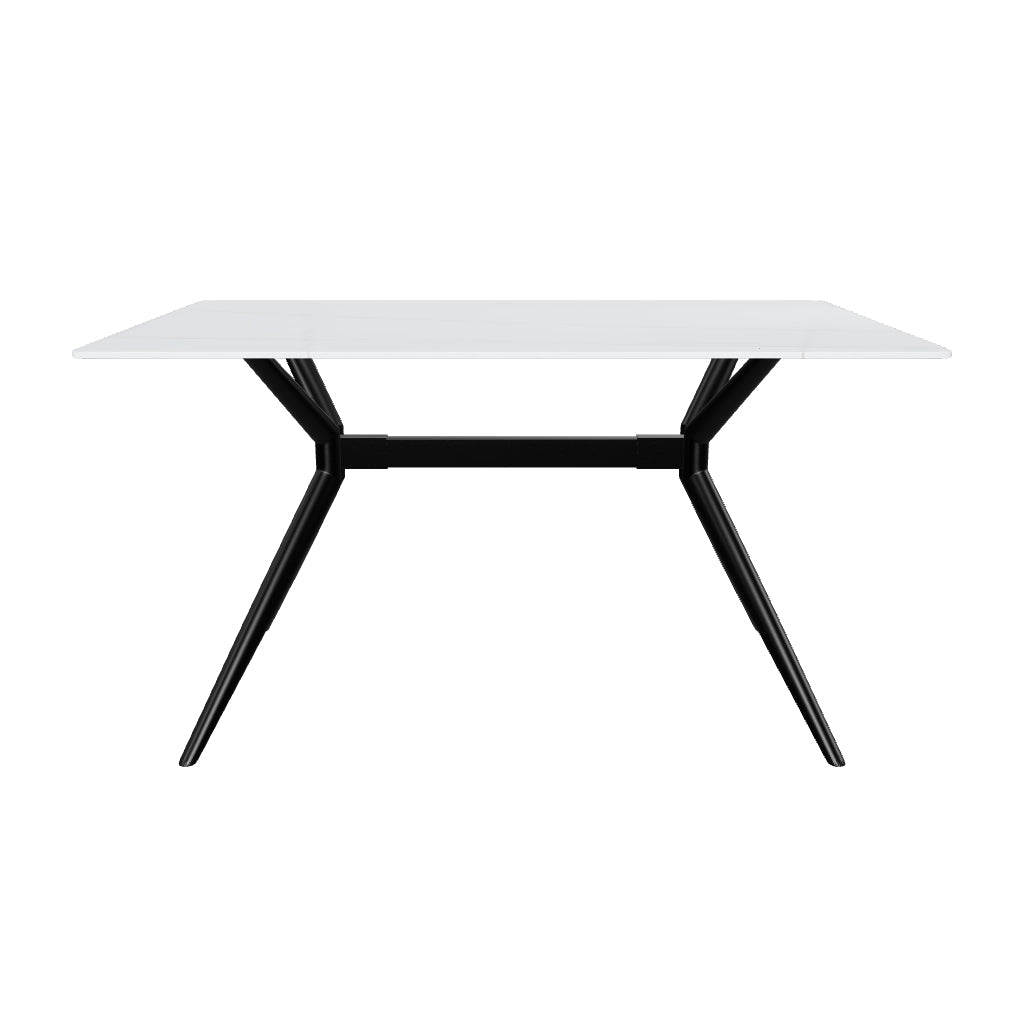 Elega Rectangular Dining Table with Sintered Stone/Glass Rectangular Top and Gold Stainless Steel Base