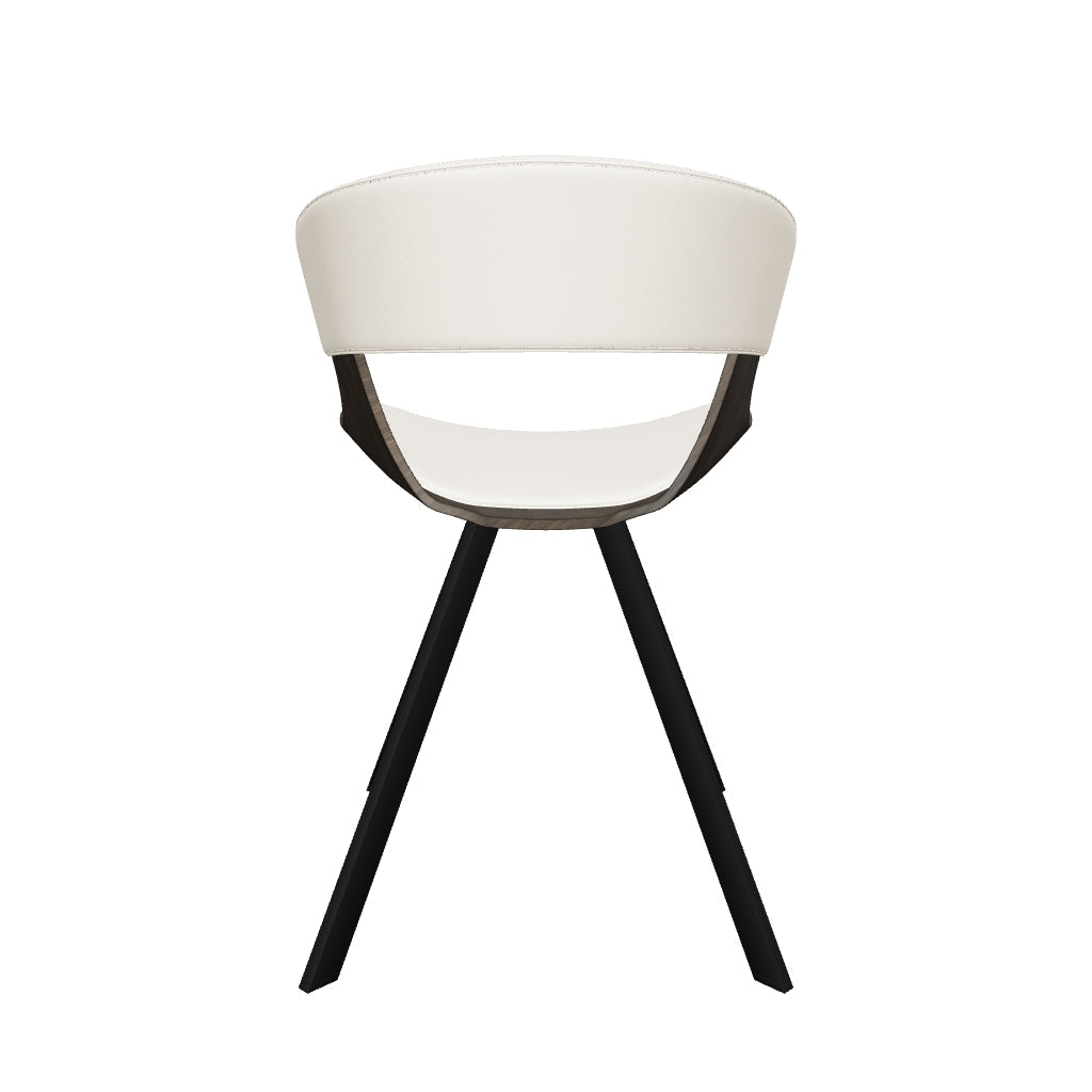 Nymia Modern Upholstered Dining Chair With Saddle Seat Design and Iron Legs