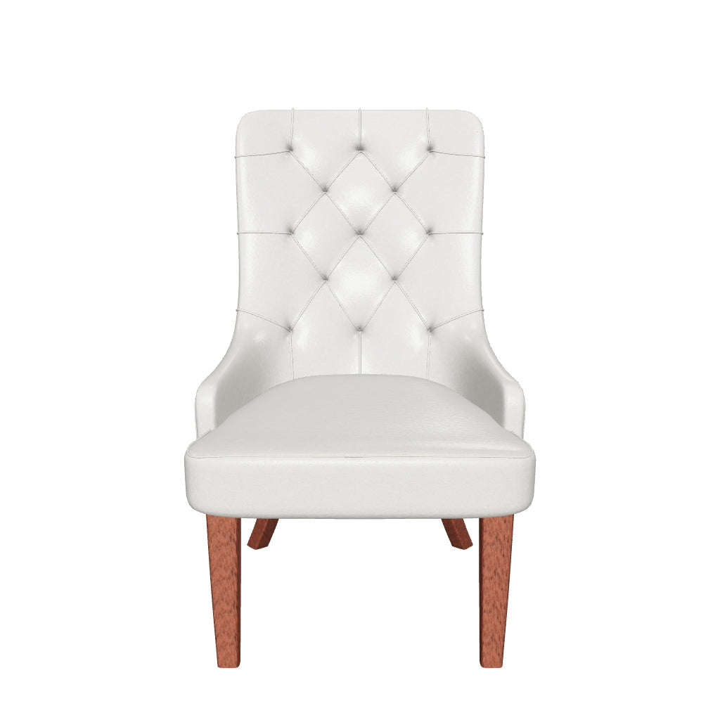 Spruce Dining Chair in Leather/Velvet with Diamond-Tufted Design and Rubberwood Legs