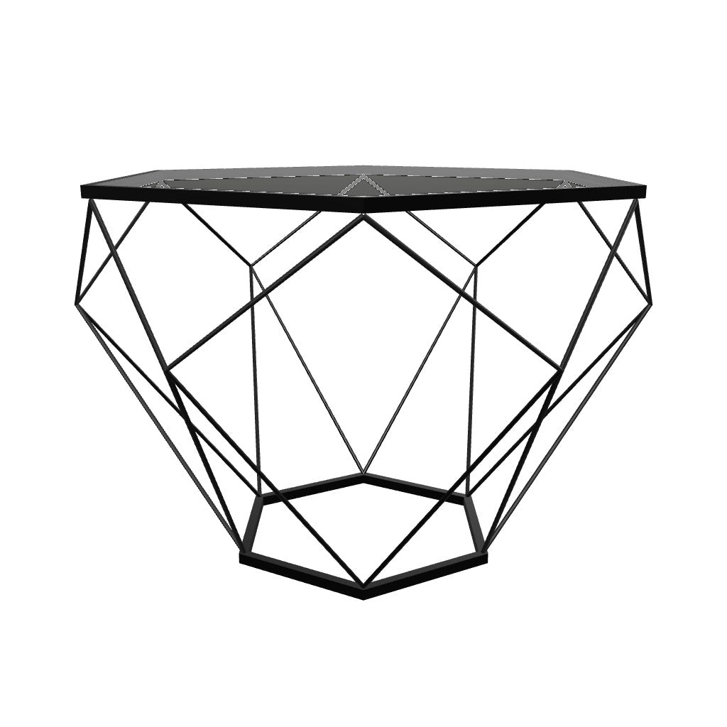 Malibu Octagon Coffee Table with Glass Top and Geometric Metal Base