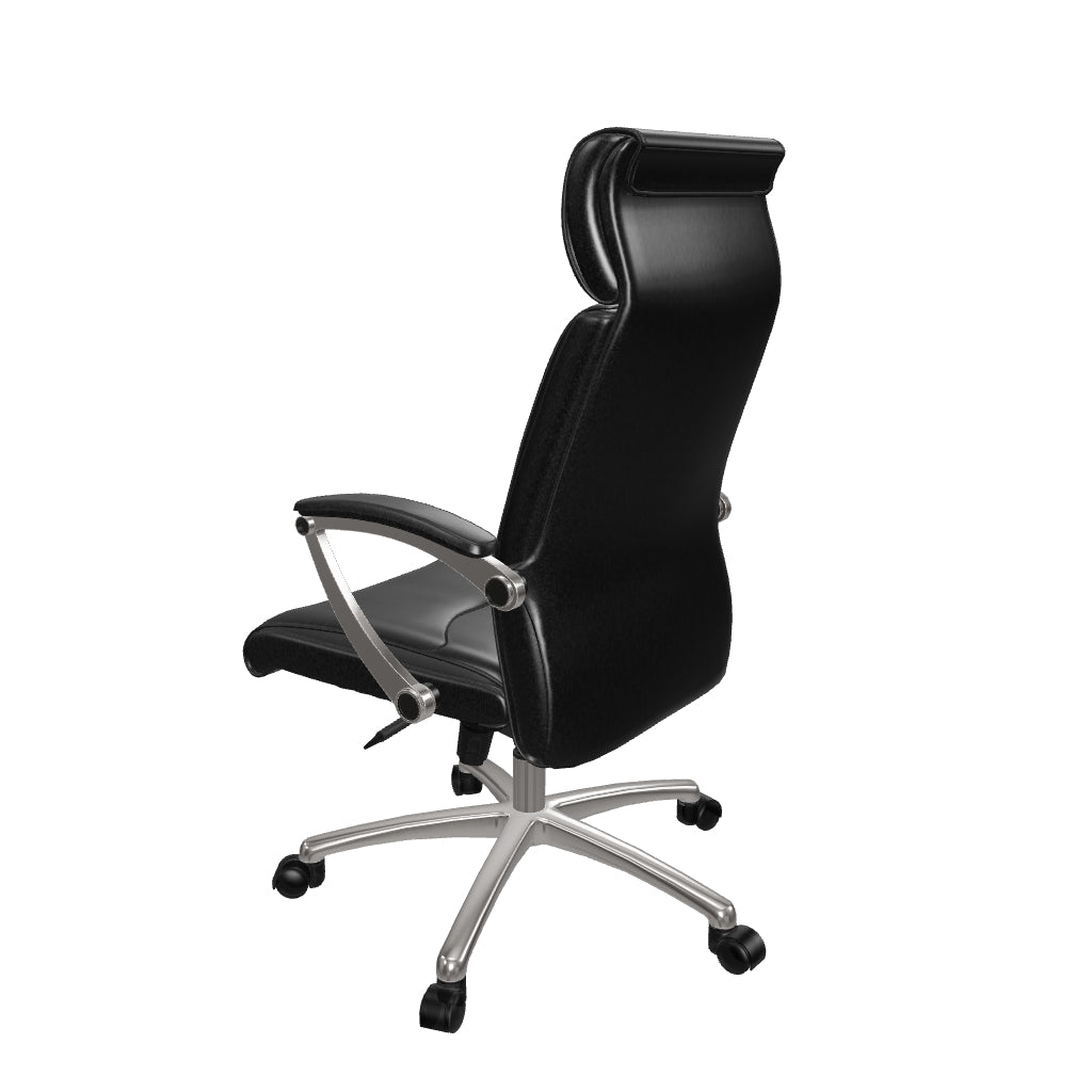 Vantage High-Back Leather Office Chair with Aluminum Base and Swivel, and Tilt