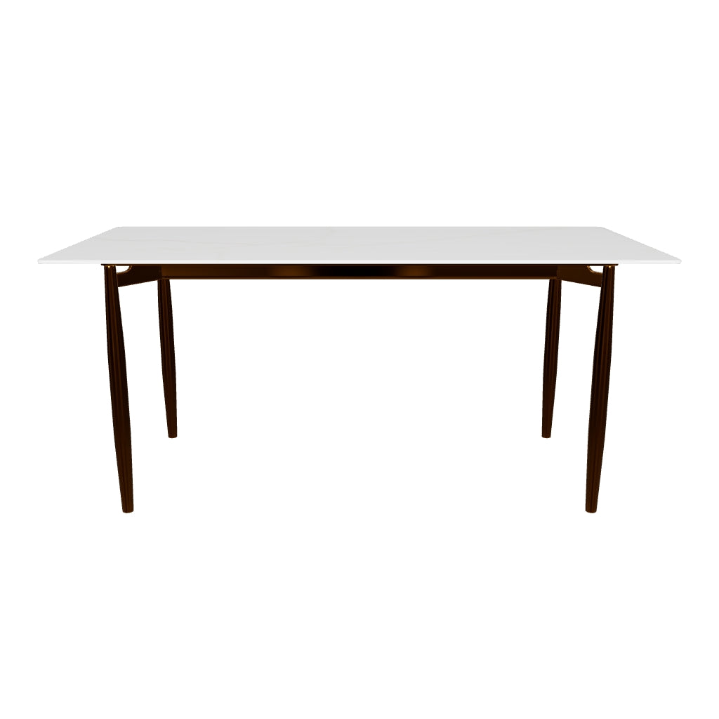 Zinti Rectangular Dining Table with Glass/Sintered Stone Tabletop and Steel Base