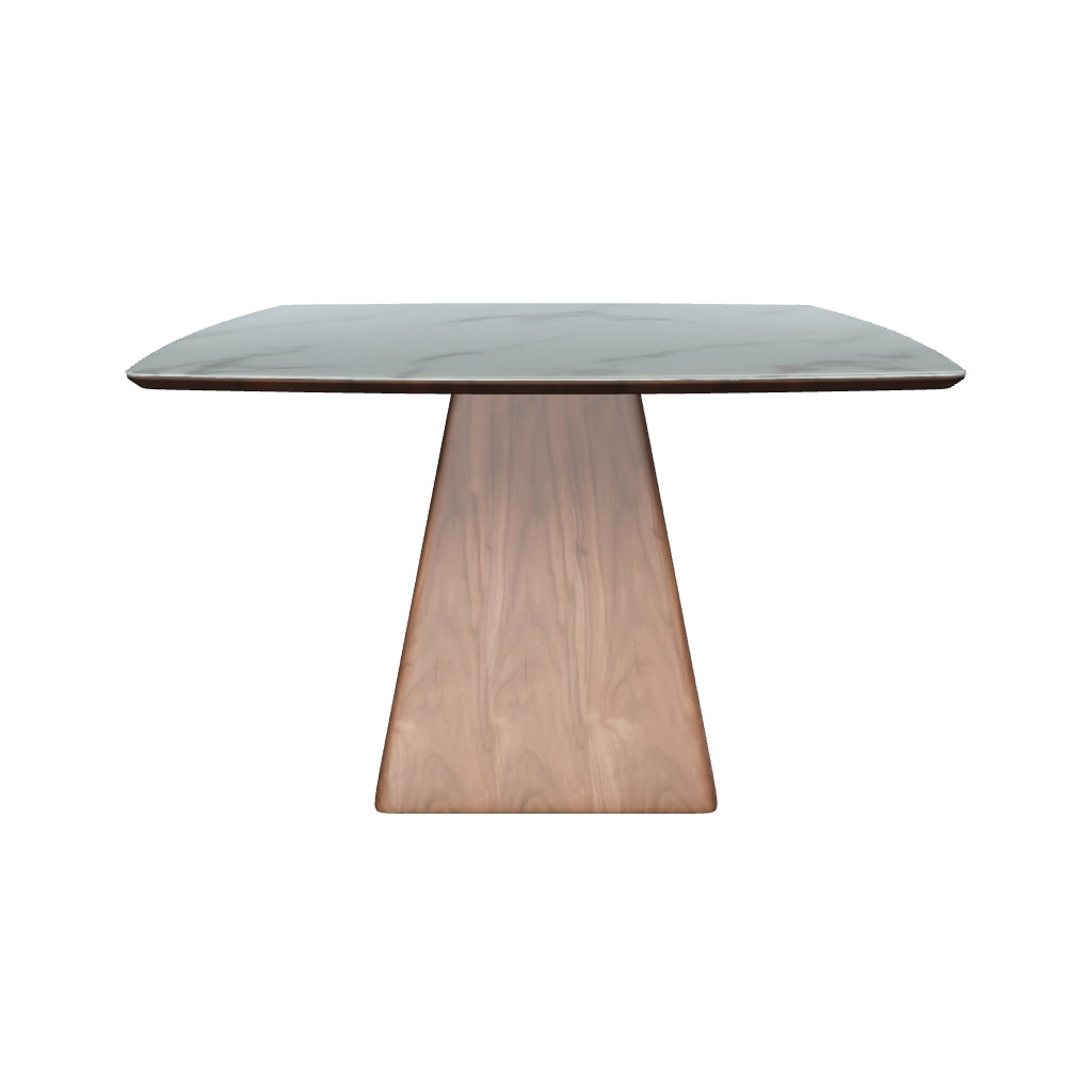 Zephyr 47" Square Dining Table with Sintered Stone/Ash Wood Tabletop and Iron Base
