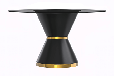 Modern Round Dining Table with a Glass/Stone Tabletop in Stainless Steel Seats 6-10 Qorvus Collection