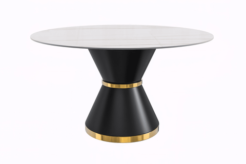 Modern Round Dining Table with a Glass/Stone Tabletop in Stainless Steel Seats 6-10 Qorvus Collection