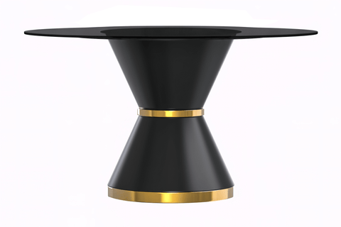 Modern Round Dining Table with a Glass/Stone Tabletop in Stainless Steel Seats 6-10 Qorvus Collection