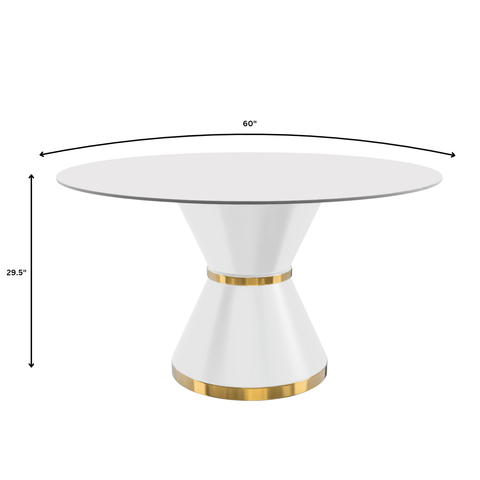 Modern Round Dining Table with a Glass/Stone Tabletop in Stainless Steel Seats 6-10 Qorvus Collection