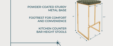 Quincy Quilted Stitched Leather Bar Stools With Gold Metal Frame Set of 2
