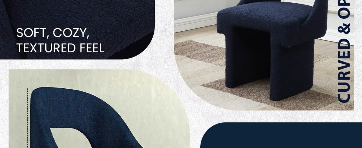 Quell Boucle Accent Chair Curved Open Back Design and Manufactured Wood Frame