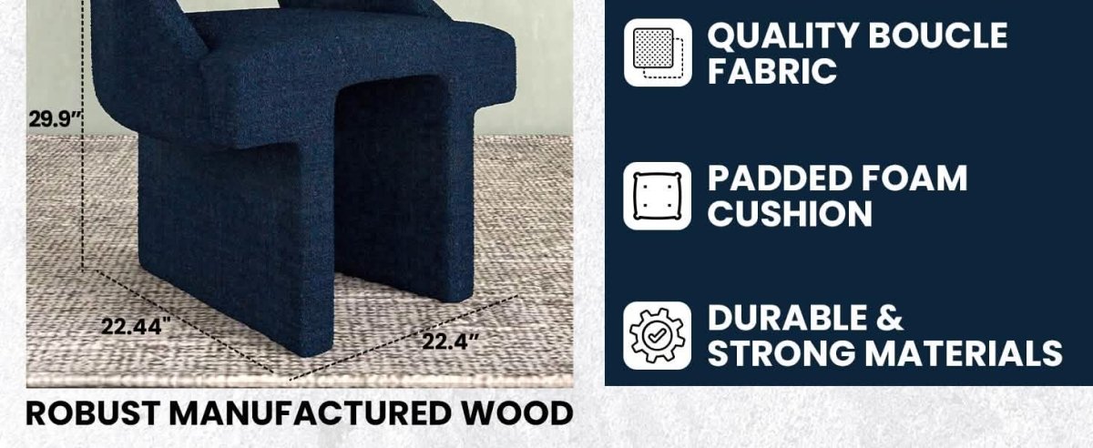 Quell Boucle Accent Chair Curved Open Back Design and Manufactured Wood Frame