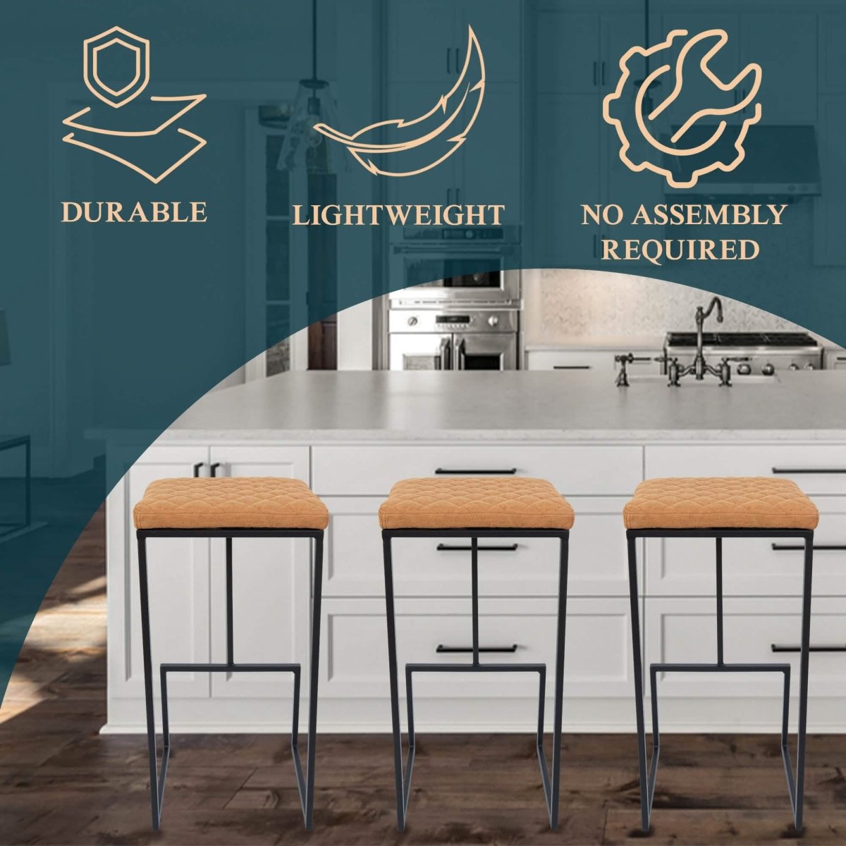 Quincy Leather Bar Stools With Metal Frame