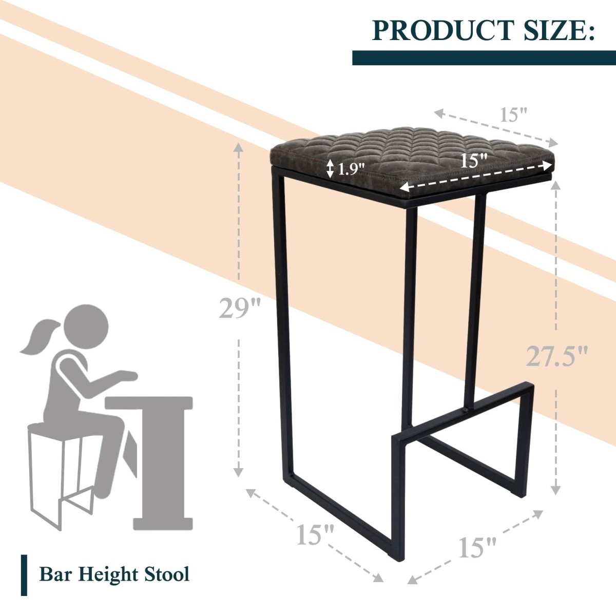 Quincy Leather Bar Stools With Metal Frame