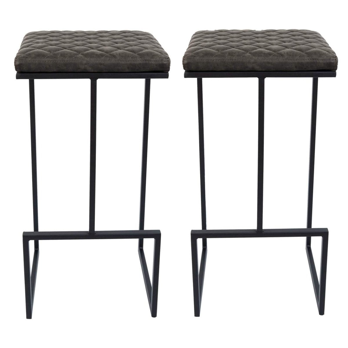 Quincy Leather Bar Stools With Metal Frame