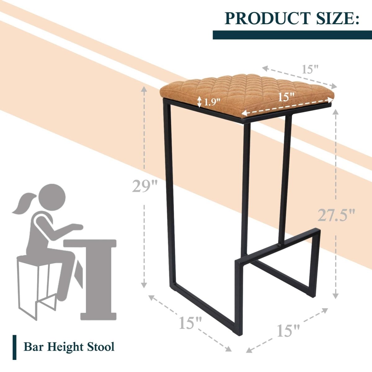 Quincy Leather Bar Stools With Metal Frame