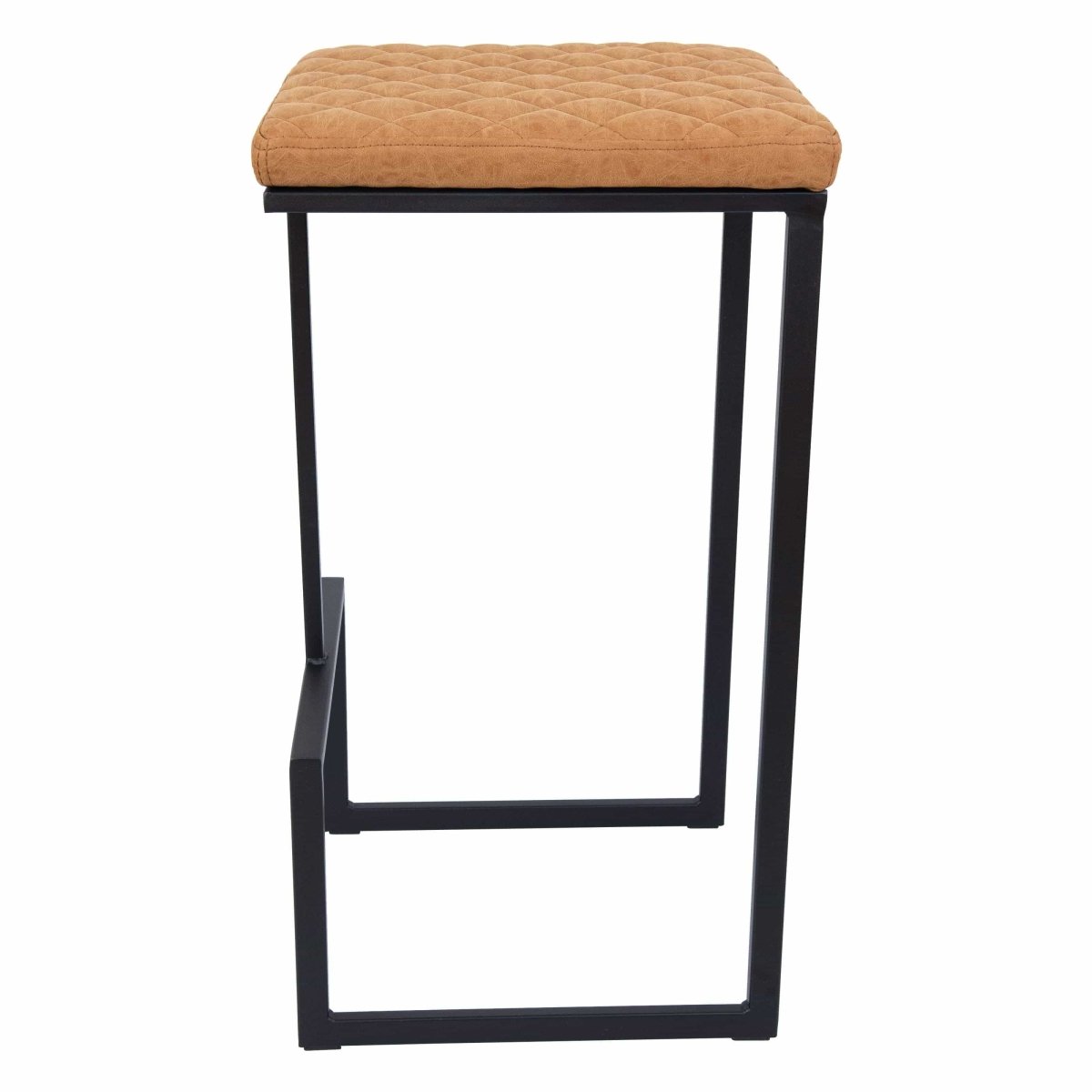 Quincy Quilted Stitched Leather Bar Stools With Gold/Black Metal Frame