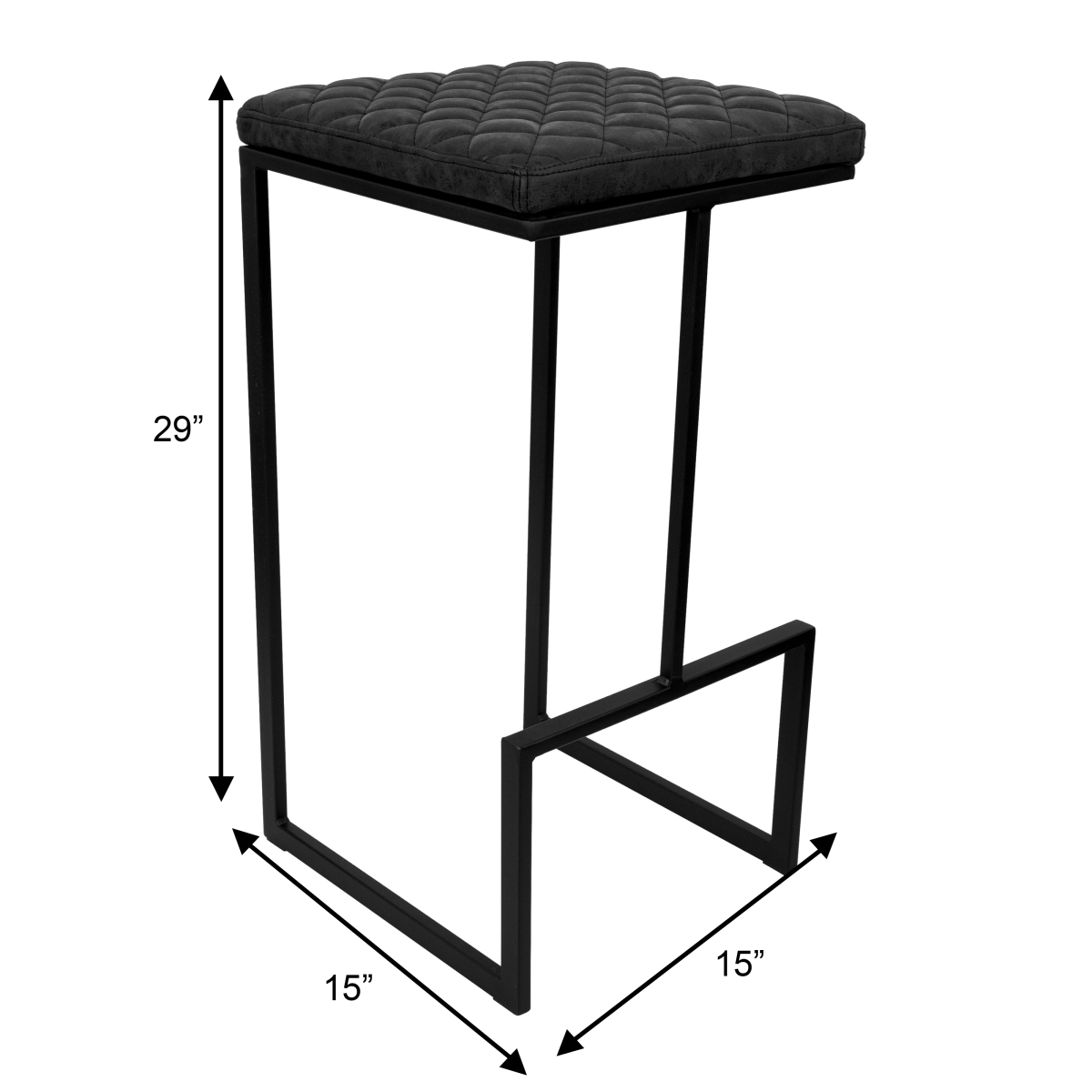 Quincy Quilted Stitched Leather Bar Stools With Gold/Black Metal Frame