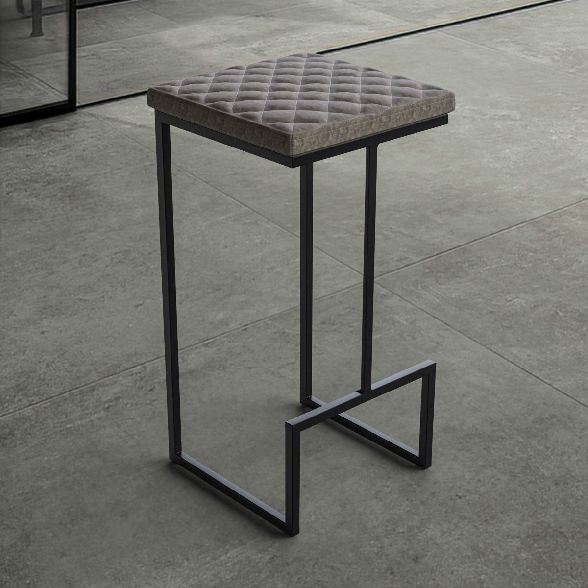 Quincy Quilted Stitched Leather Bar Stools With Gold/Black Metal Frame