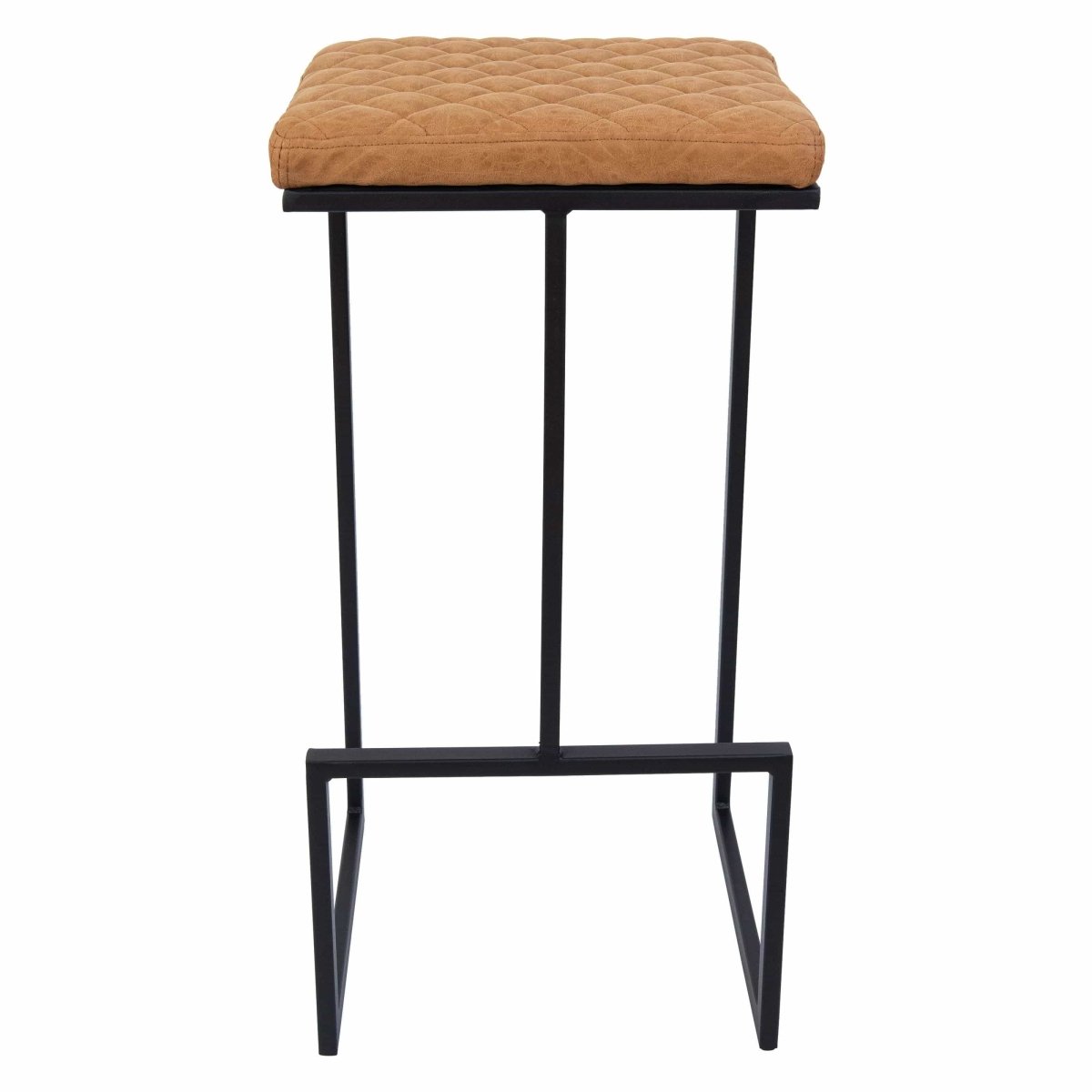 Quincy Quilted Stitched Leather Bar Stools With Gold/Black Metal Frame