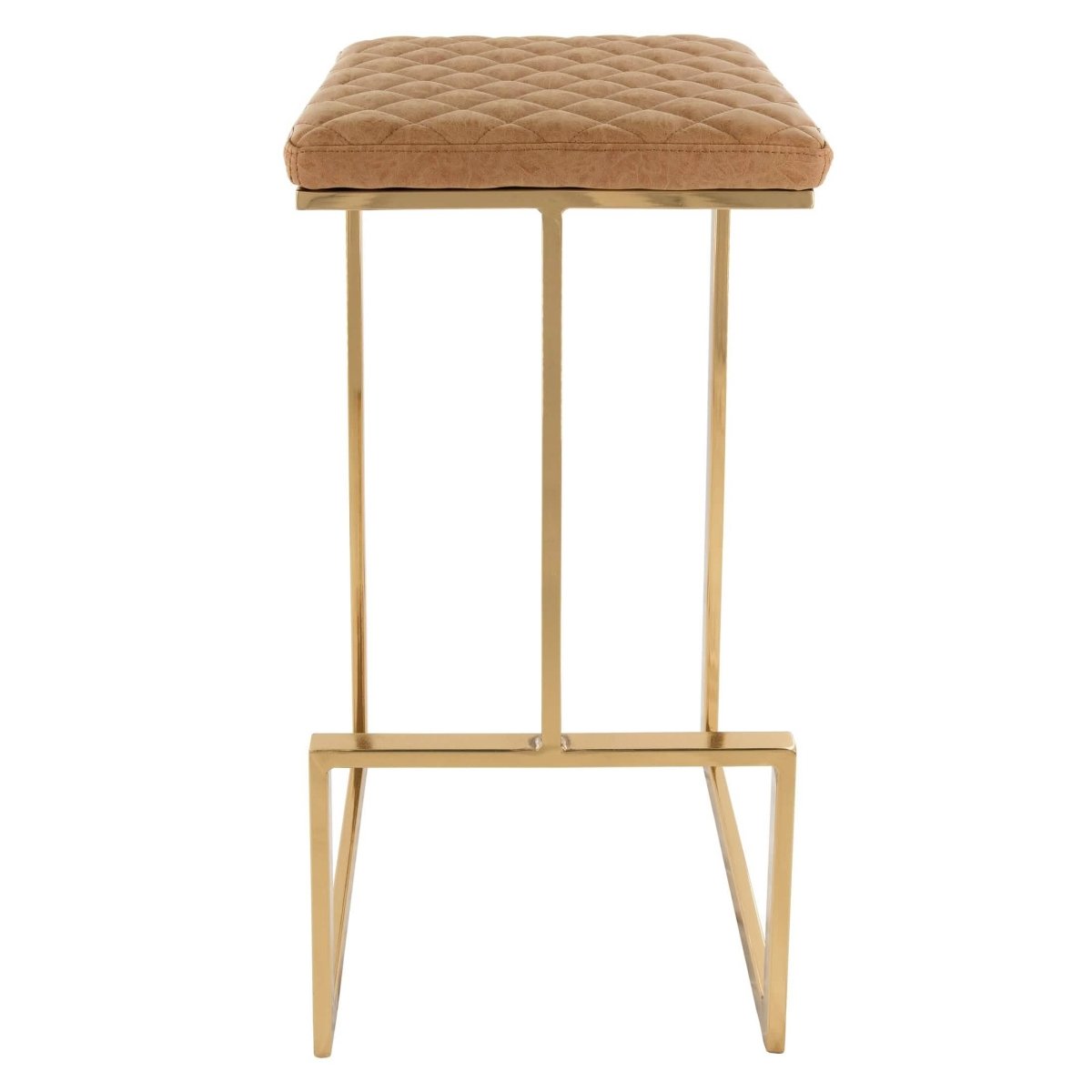 Quincy Quilted Stitched Leather Bar Stools With Gold/Black Metal Frame