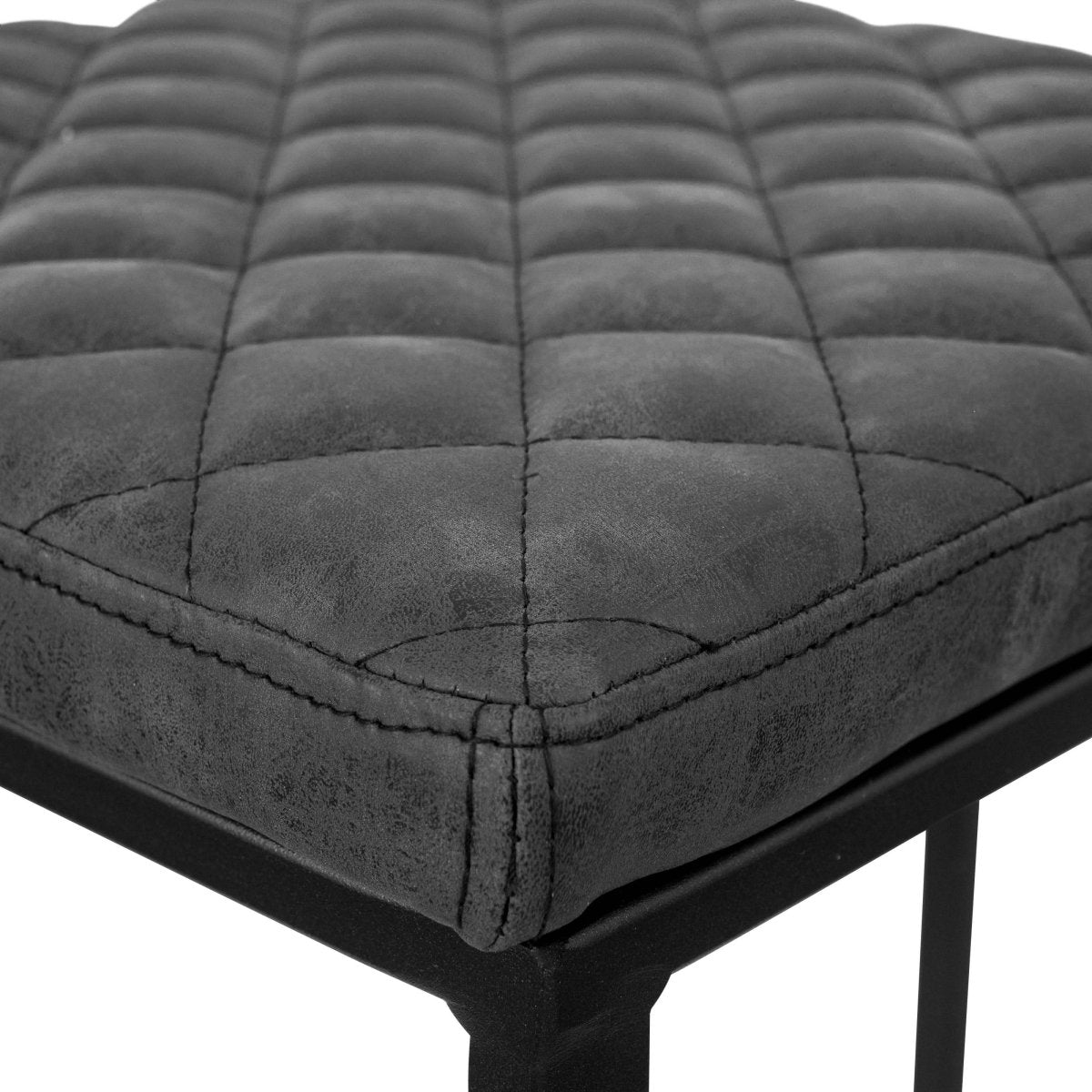 Quincy Quilted Stitched Leather Bar Stools With Gold/Black Metal Frame